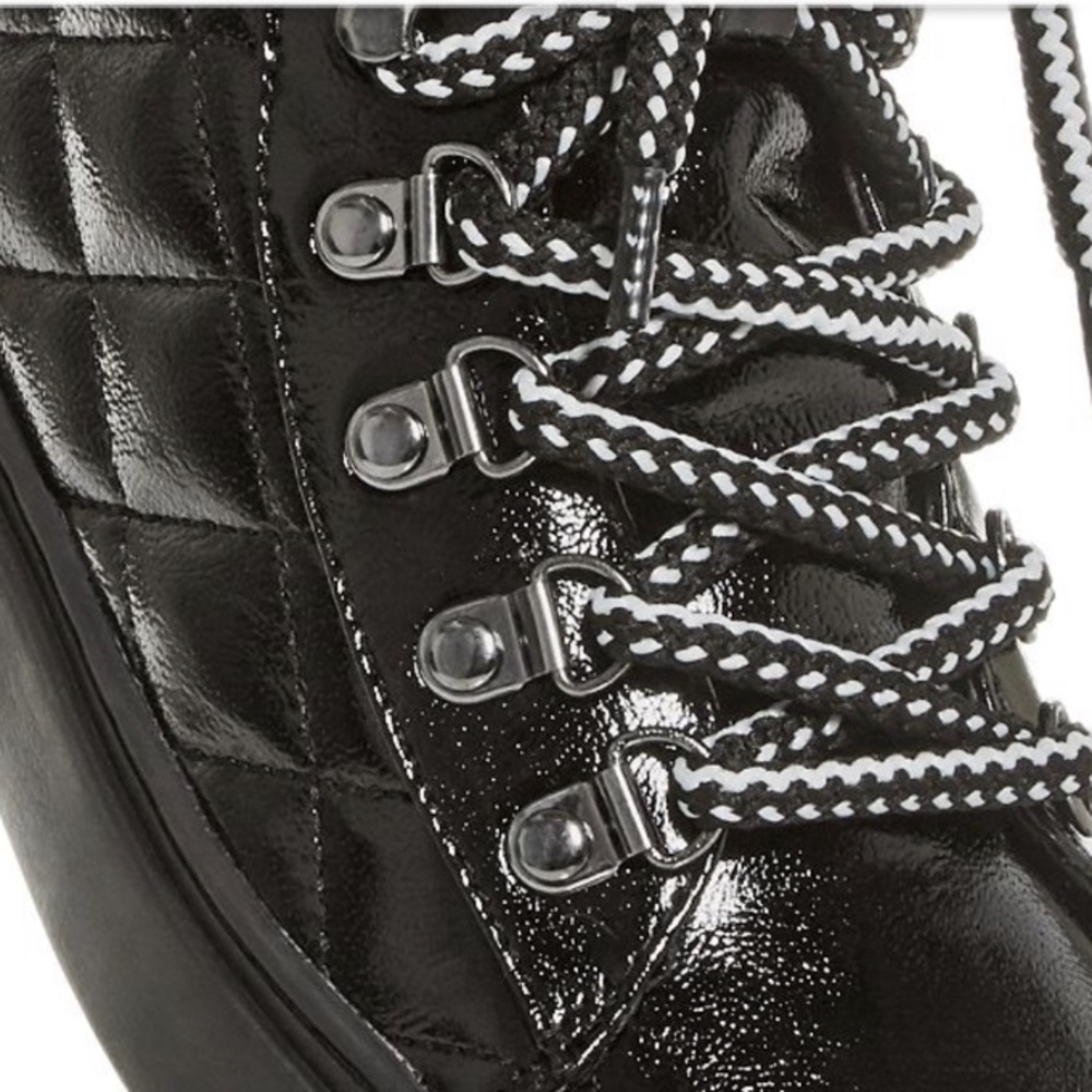Marc Fisher Dulce Quilted Patent‎ Leather Lace Up High Top Sneakers - Picture 2 of 13